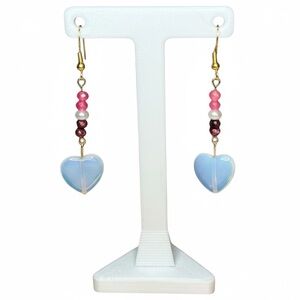 Handmade Gemstone Heart Earrings